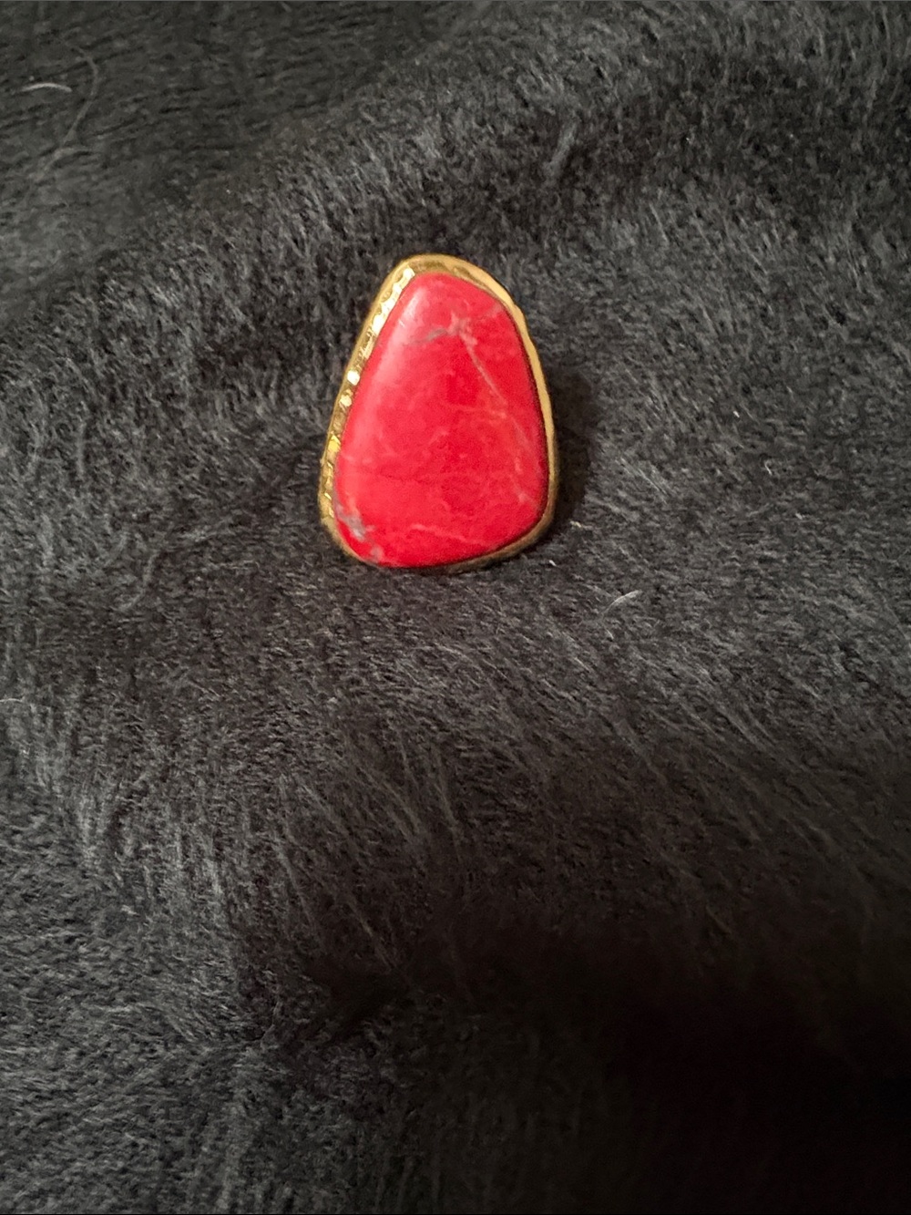 Vintage Studio Barse Gold-Tone Red Teardrop Ring